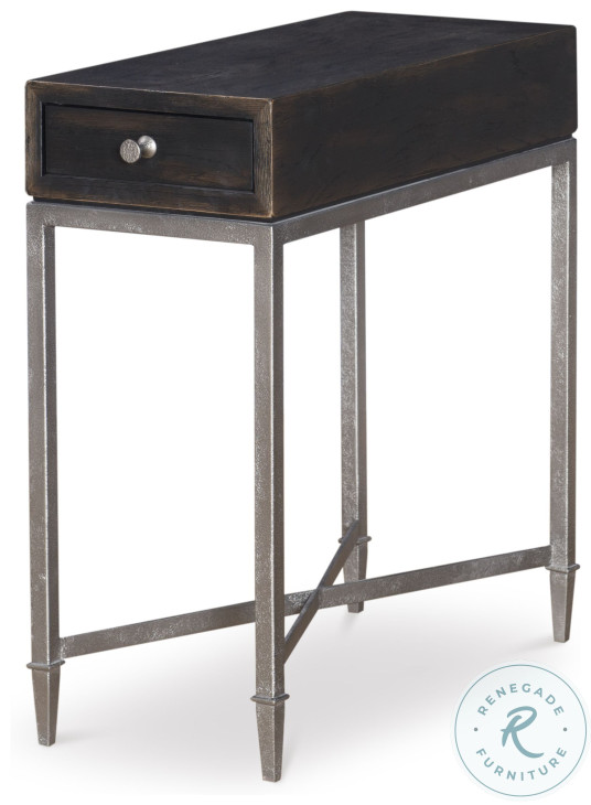 Charles Black Rustic And Pewter Chairside Table