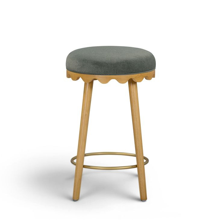 Oodle Green Performance Vegan Mohair Upholstered Counter Height Stool