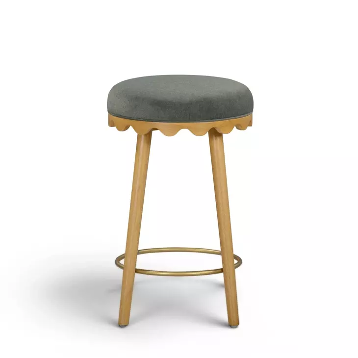 Oodle Green Performance Vegan Mohair Upholstered Counter Height Stool