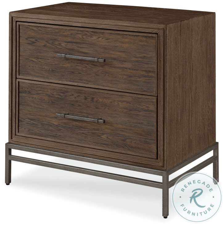 Benton Brown Rustic 2 Drawer Nightstand with USB Charging