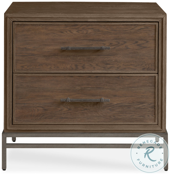 Benton Brown Rustic 2 Drawer Nightstand with USB Charging