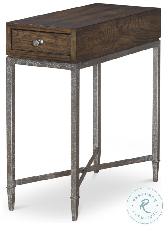 Charles Brown Rustic And Pewter Chairside Table