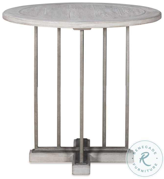 Jacob White Rustic And Pewter Side Table
