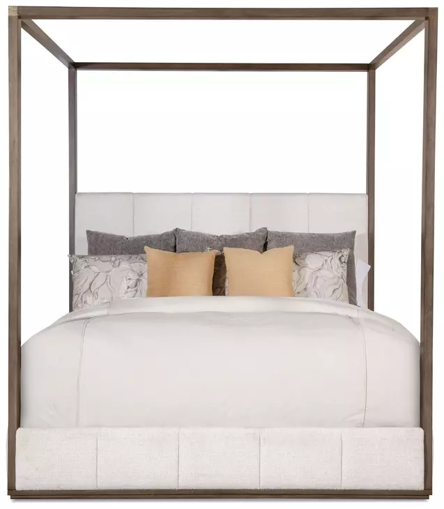 Carino Cocoa and Beige King Upholstered Canopy Bedroom Set