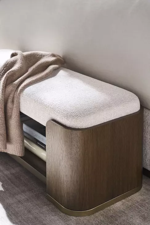 Carino Beige Upholstered Storage Bed Bench