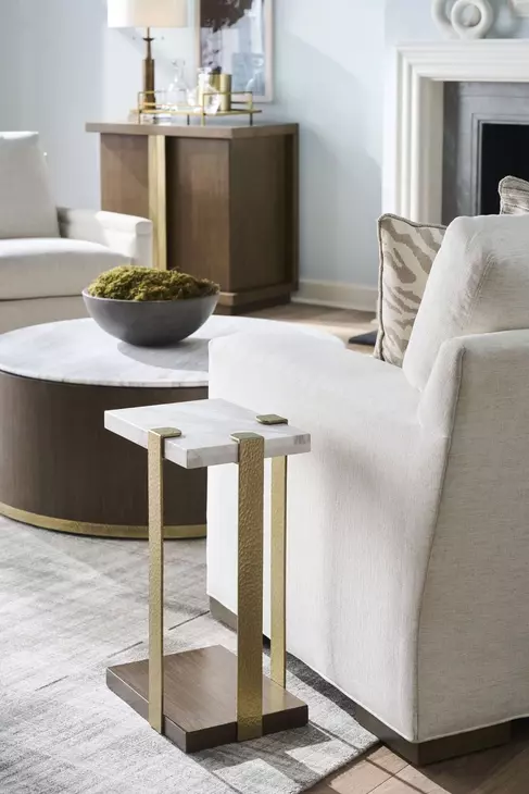 Carino Cocoa and Beige Rectangular Marble Top Drinks Table