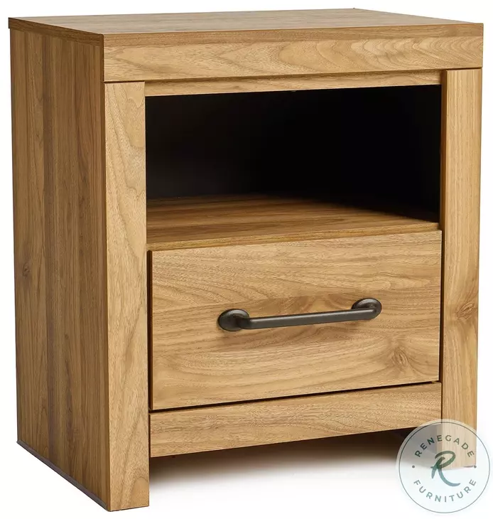 Pasklyn Brown 1 Drawer Nightstand