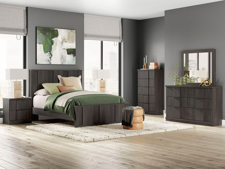 Avernhall Dark Brown 2 Drawer Nightstand with USB Charging