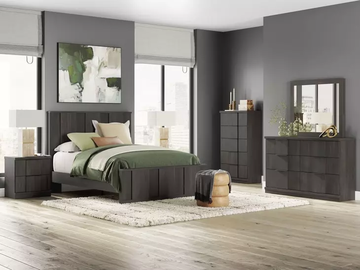 Agrander Dark Brown Panel Platform Bedroom Set