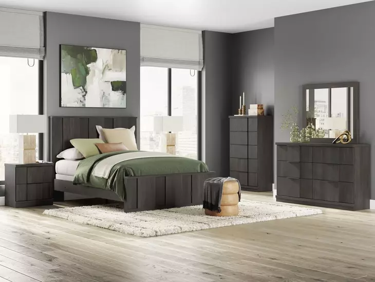 Agrander Dark Brown 2 Drawer Nightstand with USB Charging