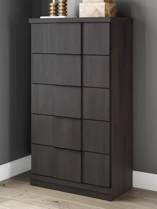 Agrander Dark Brown 5 Drawer Chest
