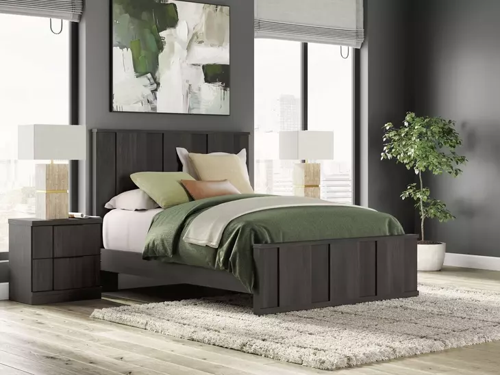 Agrander Dark Brown Panel Platform Bedroom Set