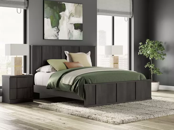 Agrander Dark Brown King Panel Platform Bed