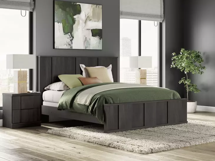 Agrander Dark Brown King Panel Bed
