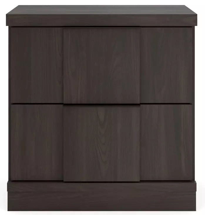 Agrander Dark Brown 2 Drawer Nightstand with USB Charging