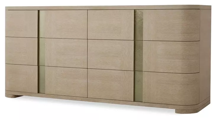 Carino Sand Cerused and Gold 6 Drawer Dresser