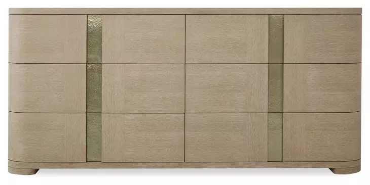 Carino Sand Cerused and Gold 6 Drawer Dresser