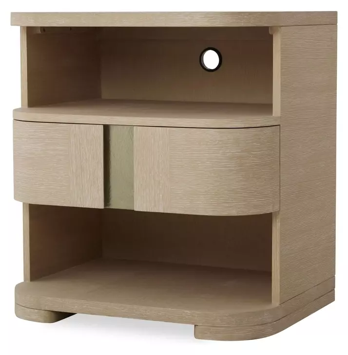 Carino Sand Cerused and Gold 1 Drawer Open Nightstand