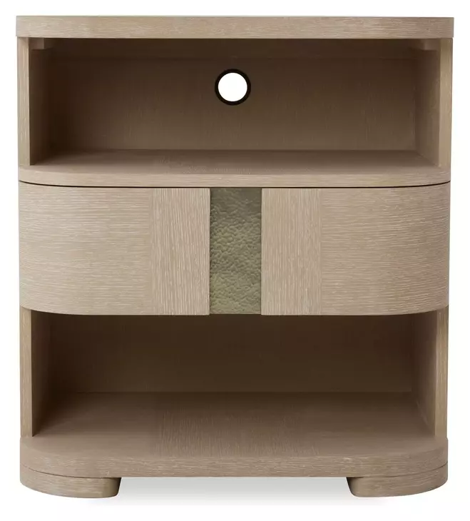 Carino Sand Cerused and Gold 1 Drawer Open Nightstand