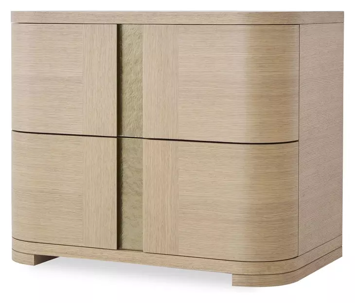 Carino Sand Cerused and Gold 2 Drawer Nightstand