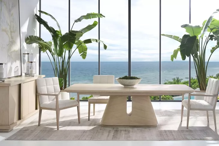 Carino Sand Cerused and Beige Upholstered Dining Side Chair