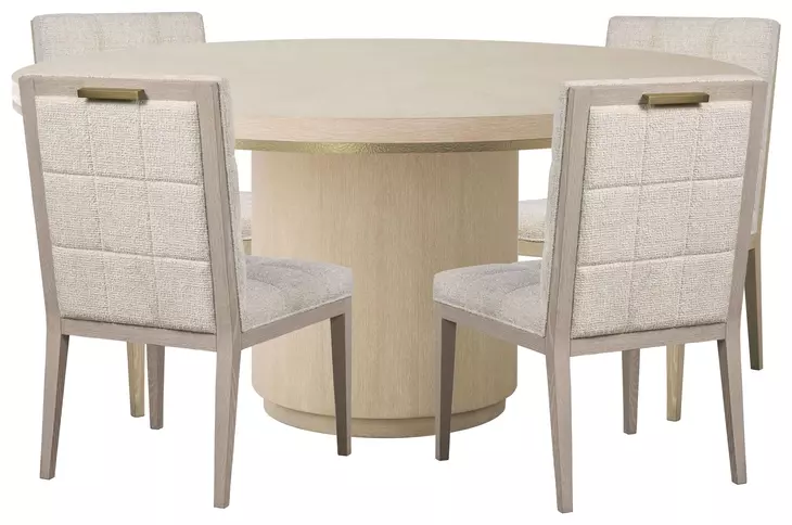 Carino Sand Cerused and Gold Round Dining Room Set