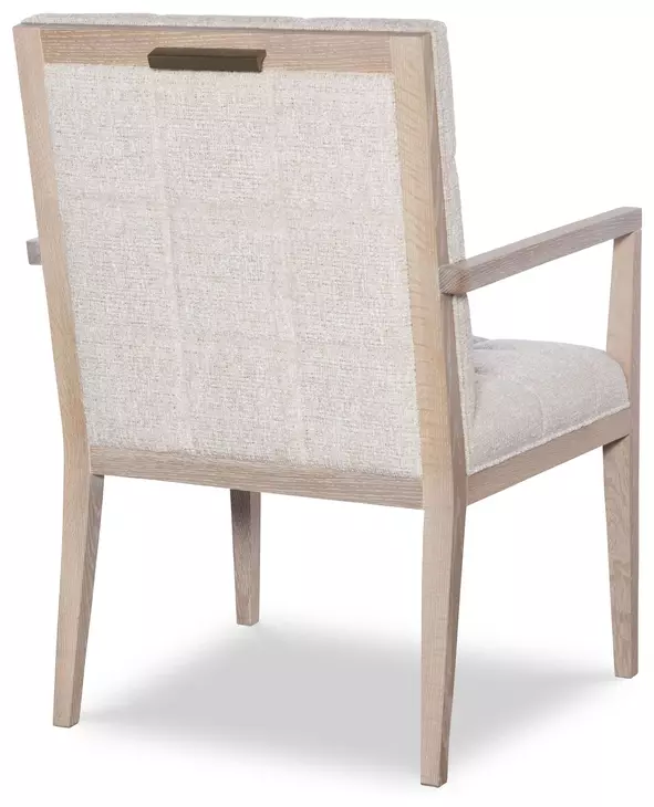 Carino Sand Cerused and Beige Upholstered Dining Arm Chair