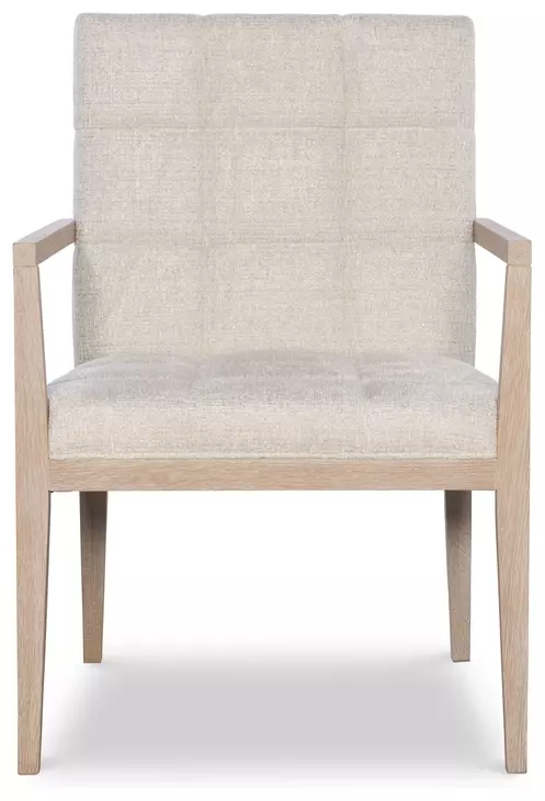 Carino Sand Cerused and Beige Upholstered Dining Arm Chair