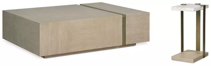 Carino Sand Cerused and Gold Rectangular Occasional Table Set