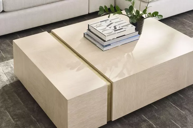 Carino Sand Cerused and Gold Rectangular Cocktail Table