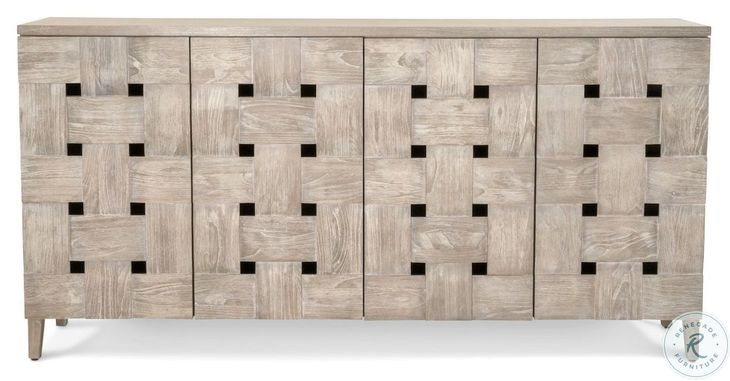 Hearthwood Wooden Weave Grey Wash 4 Door Credenza