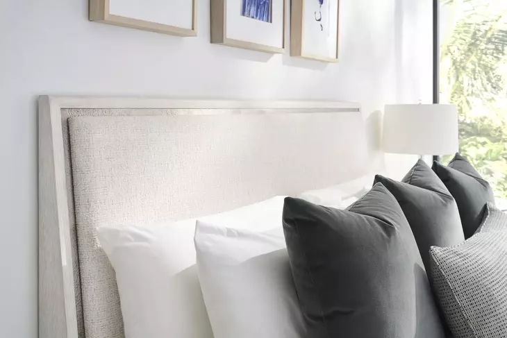 Carino Frost and Beige King Upholstered Panel Bed