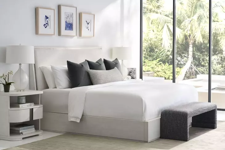 Carino Frost and Beige King Upholstered Panel Bed