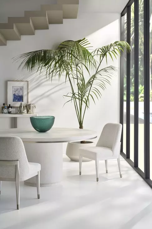 Carino Frost and Gray Round Dining Room Set