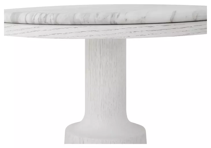 Carino Frost and Beige Round Marble Top Side Table