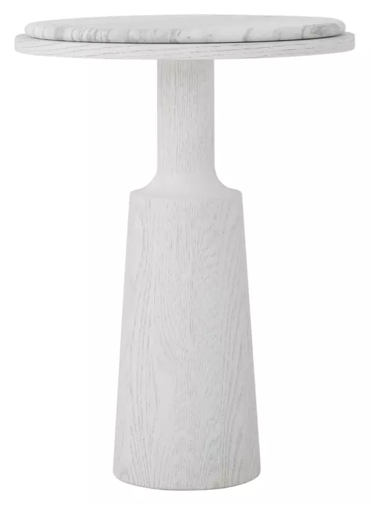 Carino Frost and Beige Round Marble Top Side Table