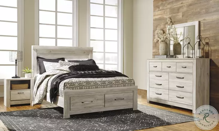 Bellaby Whitewash Queen Platform Storage Bed