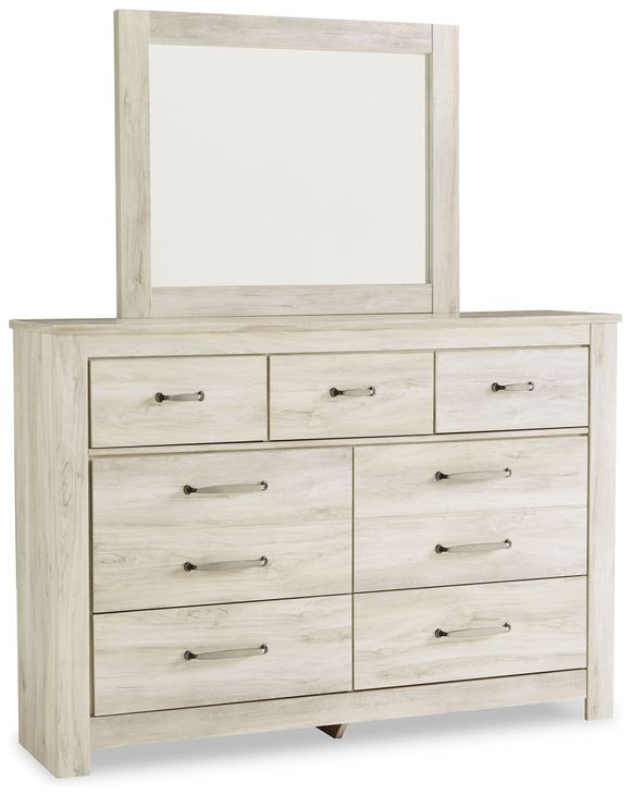 Bellaby Whitewash 7 Drawer Dresser and Rectangular Mirror