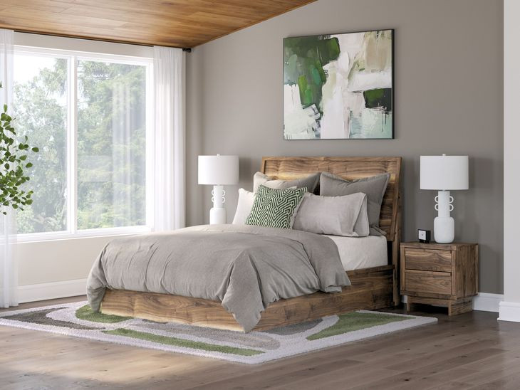 Darcalli Warm Natural Brown Queen Panel Headboard