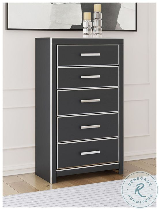 Ravalori Black 5 Drawer Chest