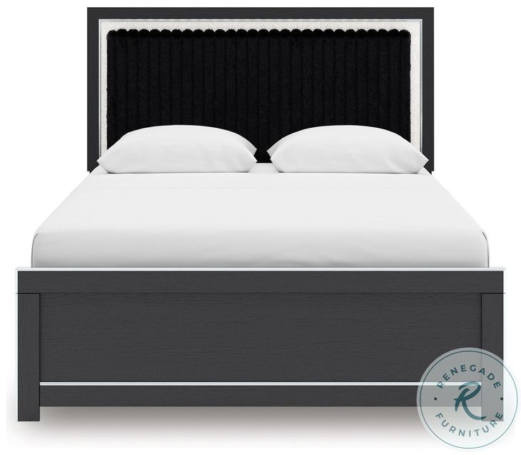 Ravalori Black Queen Panel Upholstered Bed