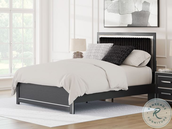 Ravalori Black Queen Panel Upholstered Bed