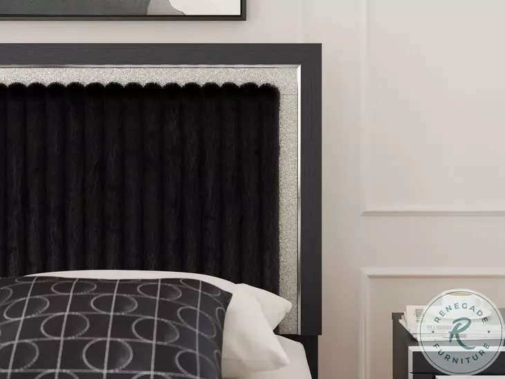 Ravalori Black Queen Upholstered Panel Bed