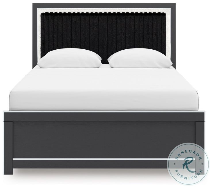 Ravalori Black Queen Upholstered Panel Bed