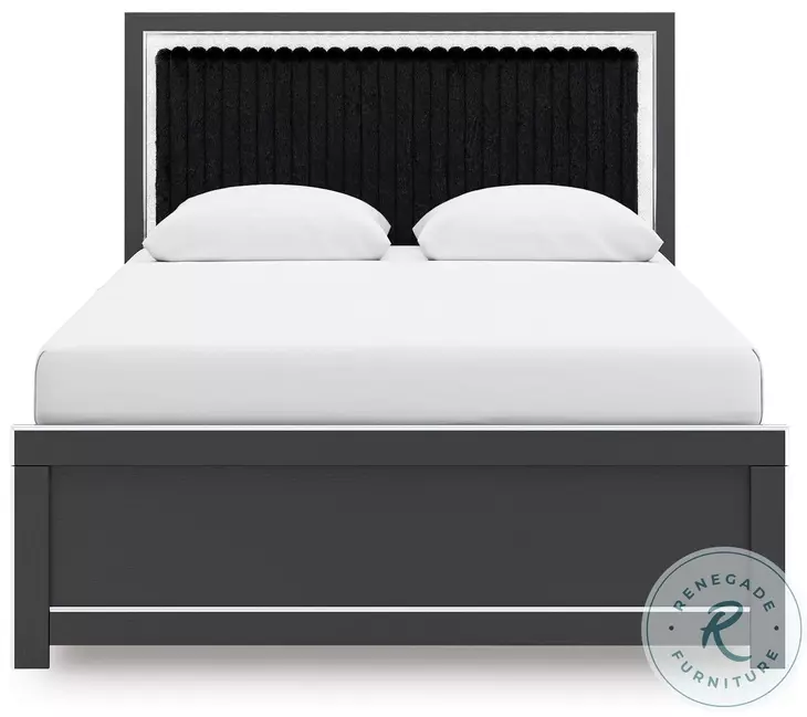 Ravalori Black Queen Upholstered Panel Bed