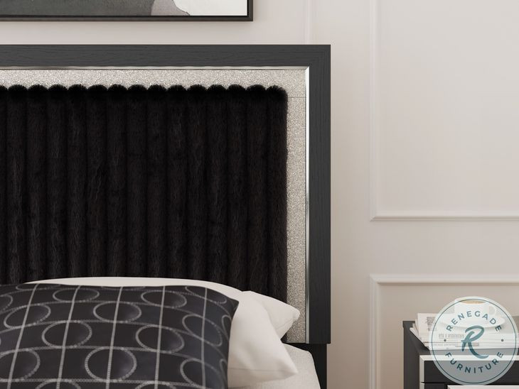 Ravalori Black Queen Upholstered Panel Storage Bed