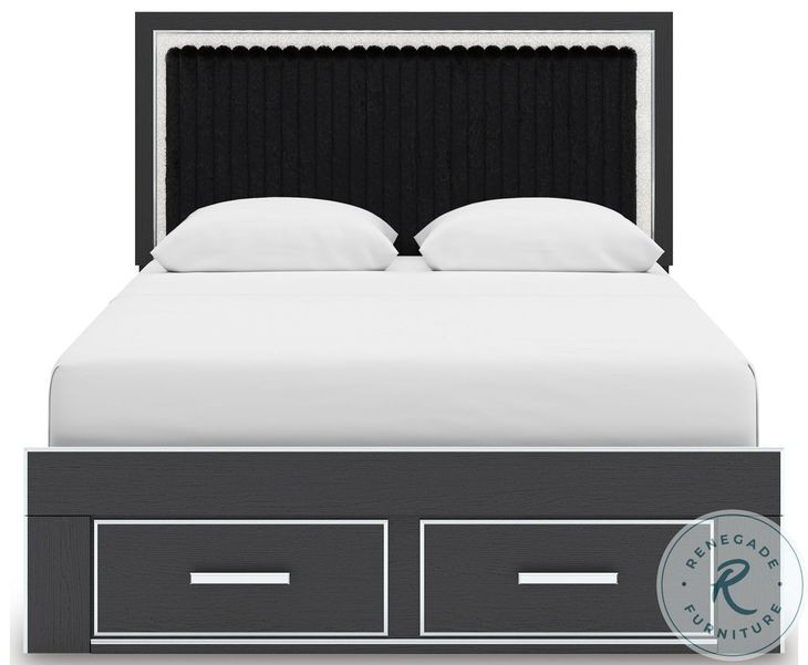Ravalori Black Upholstered Panel Storage Bedroom Set