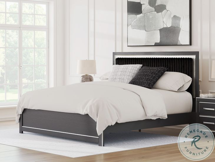 Ravalori Black King Panel Upholstered Bed
