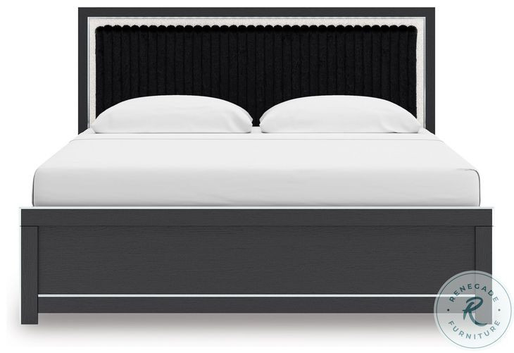 Ravalori Black King Upholstered Panel Bed