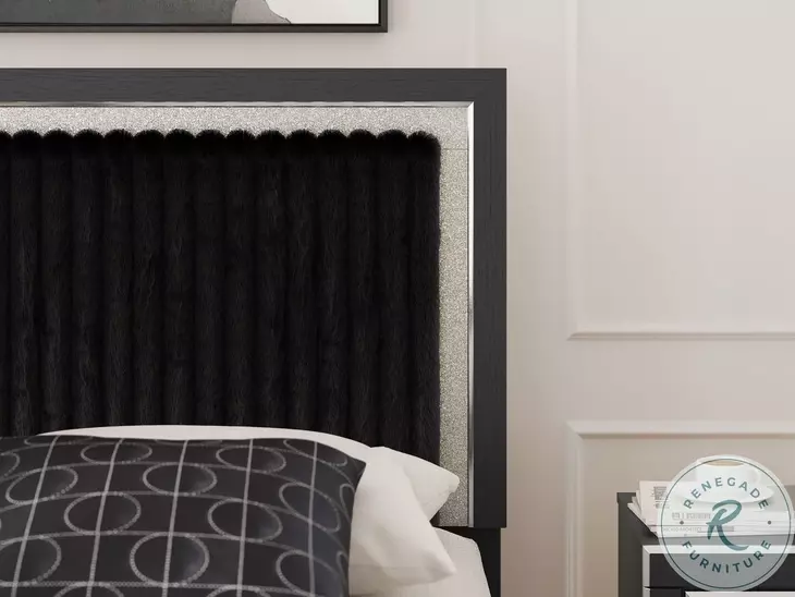 Ravalori Black King Upholstered Panel Storage Bed